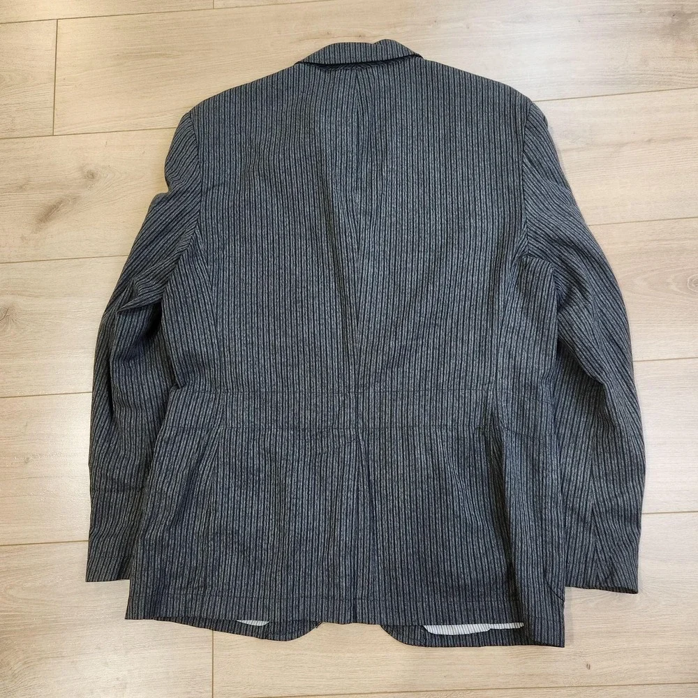Rugby Ralph Lauren Blazer Mens L Gray Striped Cotton Sport Coat Jacket Casual